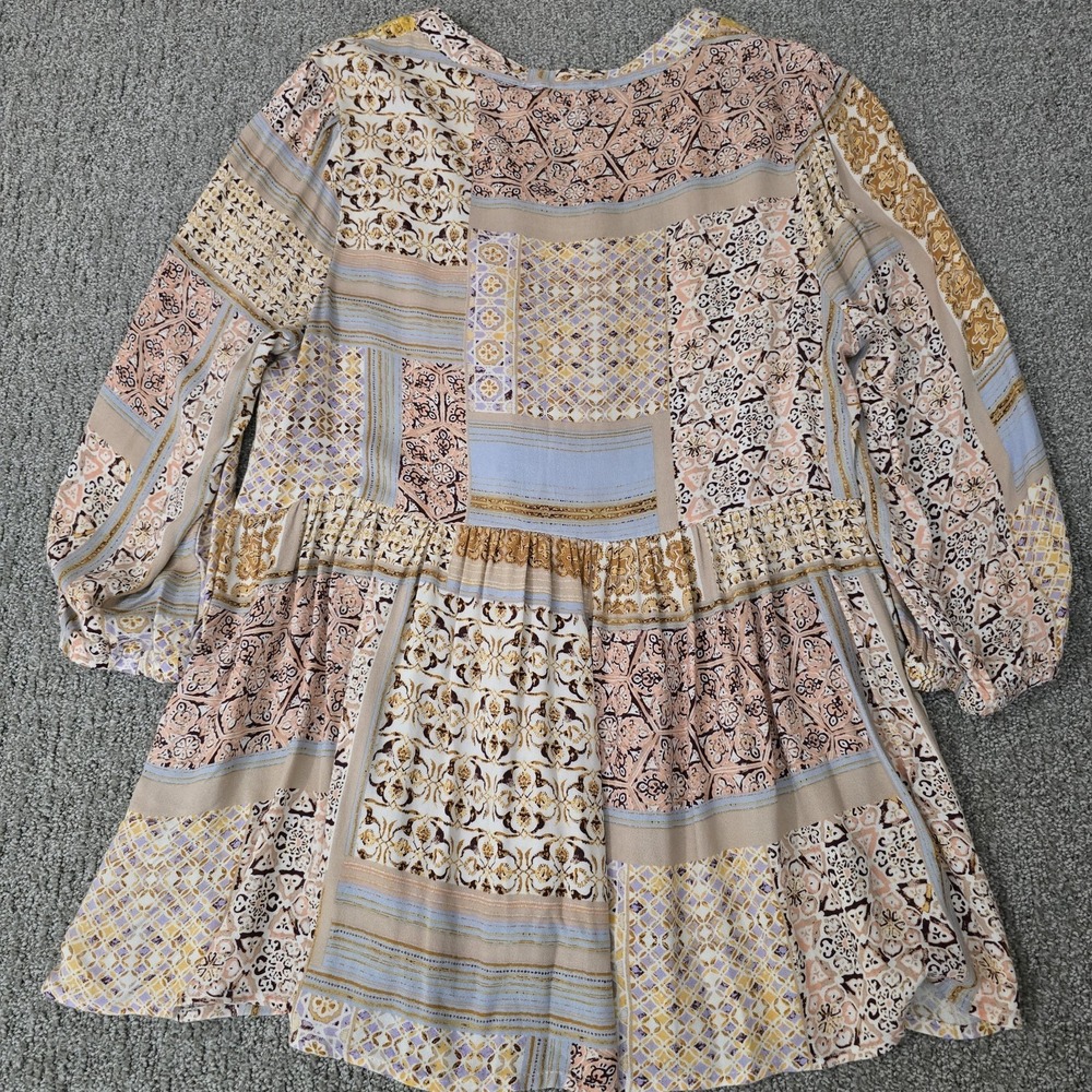Savanna Jane Embroidered Boho Peasant Tunic Top M Floral Patchwork Festival - Picture 7 of 7